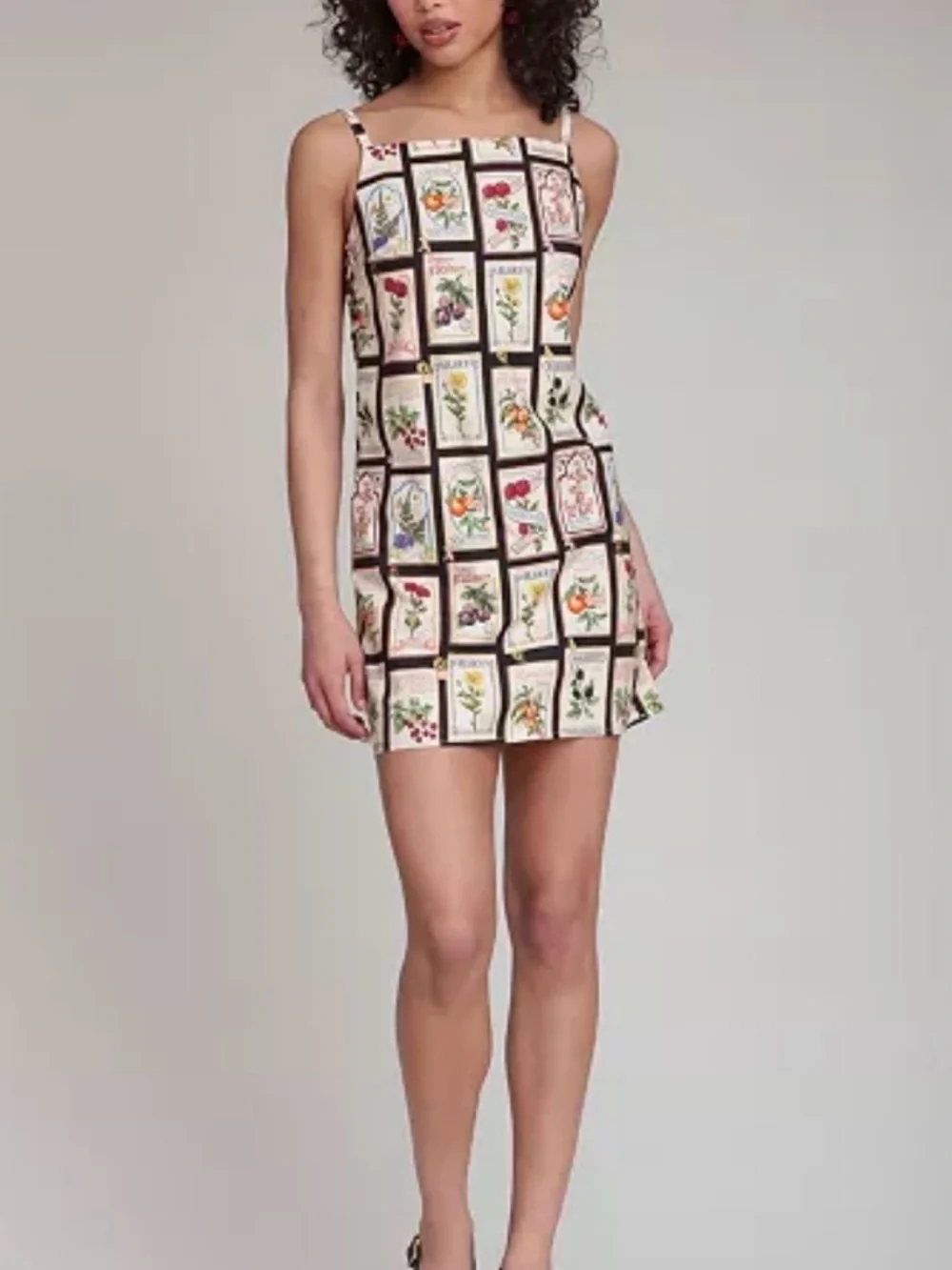 Avec Les Filles Botanical-Print Square-Neck Mini Dress in size 6 NWT - Picture 4 of 7
